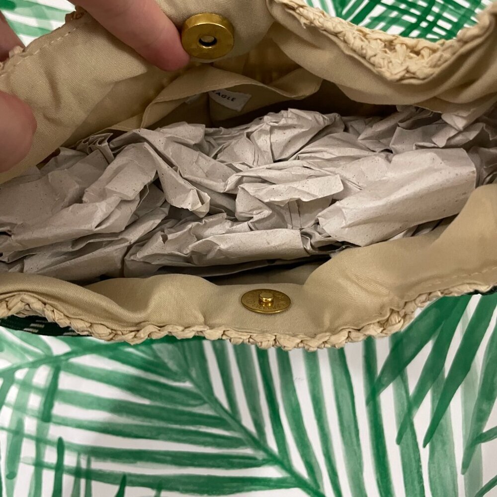 American Eagle Cream Beige Mini Raffia Shoulder Tote Bag - Picture 3 of 9